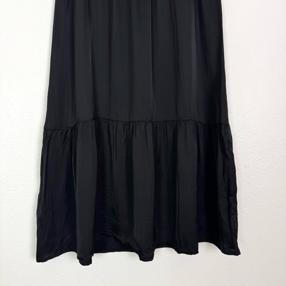 Nation LTD Alba Tiered Midi Skirt Black Satin Size Medium - Picture 6 of 9